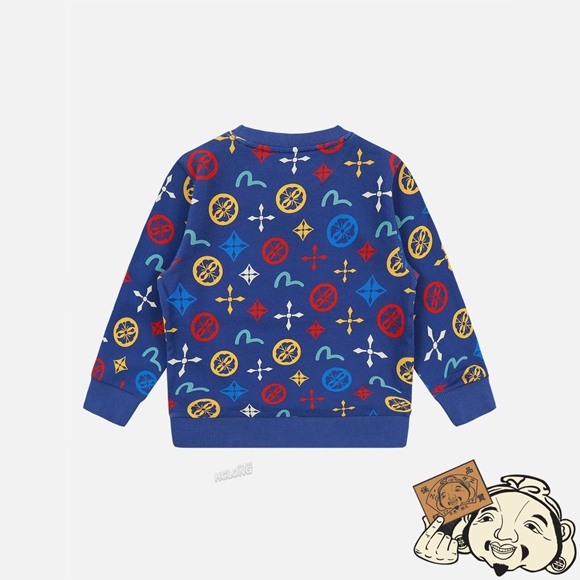 Kids Evisu ALLOVER SEAGULL AND KAMON PRINT SWEATSHIRT Bleu | 683UBPEOK