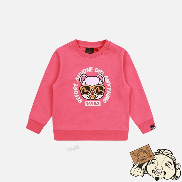 Kids Evisu BEAR AND SLOGAN PRINT SWEATSHIRT Rose | 741EQSWZT