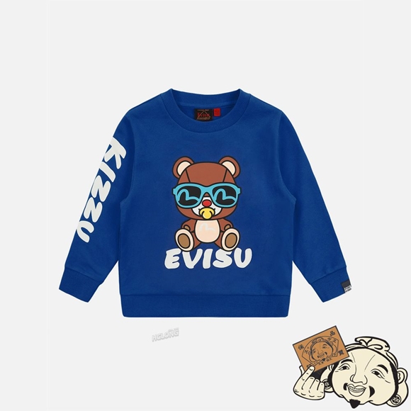 Kids Evisu BEAR PRINT SWEATSHIRT Bleu | 490AWYZXI