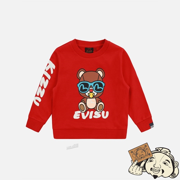 Kids Evisu BEAR PRINT SWEATSHIRT Rouge | 368ATYMXE