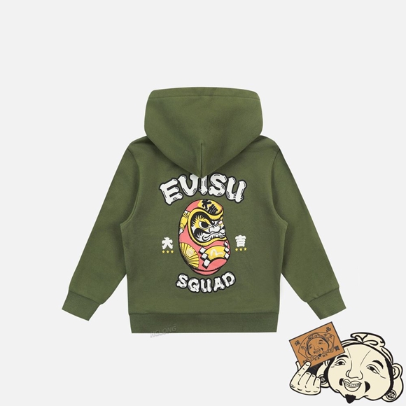 Kids Evisu DARUMA PRINT HOODED SWEATSHIRT Vert | 576MUYZBG