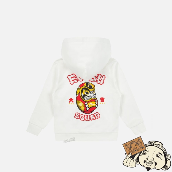 Kids Evisu DARUMA PRINT HOODED SWEATSHIRT Blanche | 712MOPIWG
