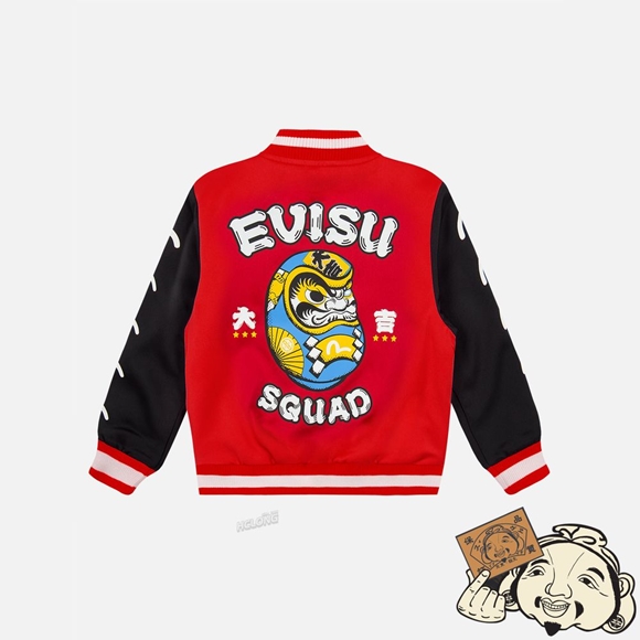 Kids Evisu DARUMA PRINT PADDED BOMBER JACKET Rouge | 678BUMWZI
