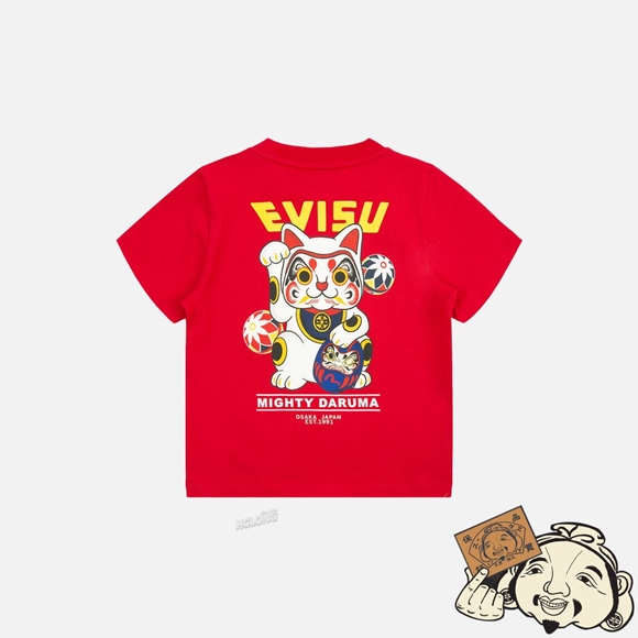 Kids Evisu FORTUNE CAT AND DARUMA PRINT T-SHIRT Rouge | 903CUAGDN