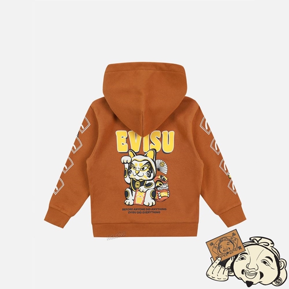 Kids Evisu FORTUNE CAT WITH DARUMA PRINT HOODED SWEATSHIRT Rose | 654BNUOAL