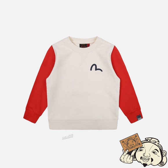 Kids Evisu GODHEAD PRINT COLOR-BLOCKING SWEATSHIRT Beige | 961DBJGAQ