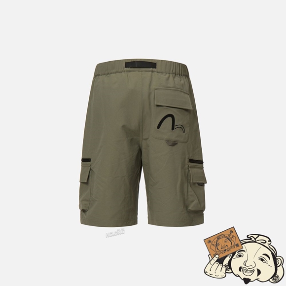 Men Evisu ADJUSTABLE WEBBING BELT CARGO SHORTS Vert | 680TQAVIX