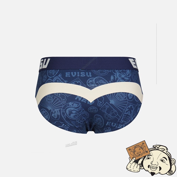 Men Evisu ALLOVER EVISU SQUAD PRINT BRIEFS Bleu Marine | 526UZLRAE