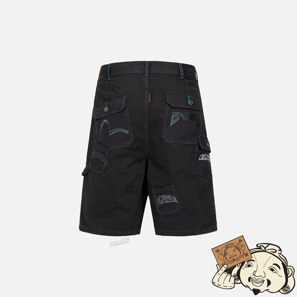 Men Evisu ALLOVER LOGO JACQUARD SHORTS WITH MULTIPLE POCKETS CHARCOAL | 283ROASBC