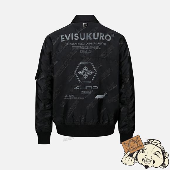 Men Evisu ALLOVER LOGO PRINT BOMBER JACKET Noir | 159OZEMPL