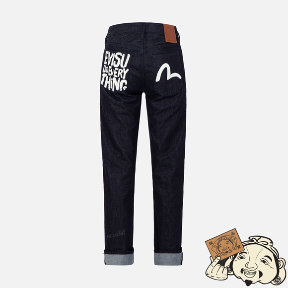 Men Evisu BRAND MOTTO AND SEAGULL PRINT SLIM-FIT JEANS #2010 Indigo | 298SCTGXH