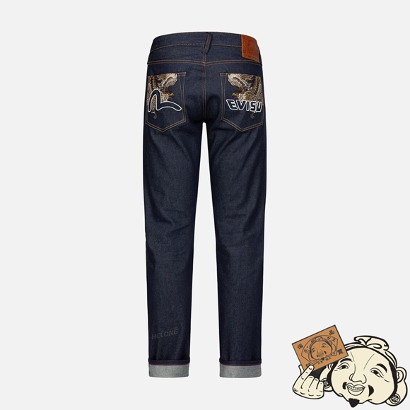 Men Evisu BROCADE KAMON AND SEAGULL EMBROIDERY SLIM-FIT JEANS #2010 Indigo | 170VTMELF