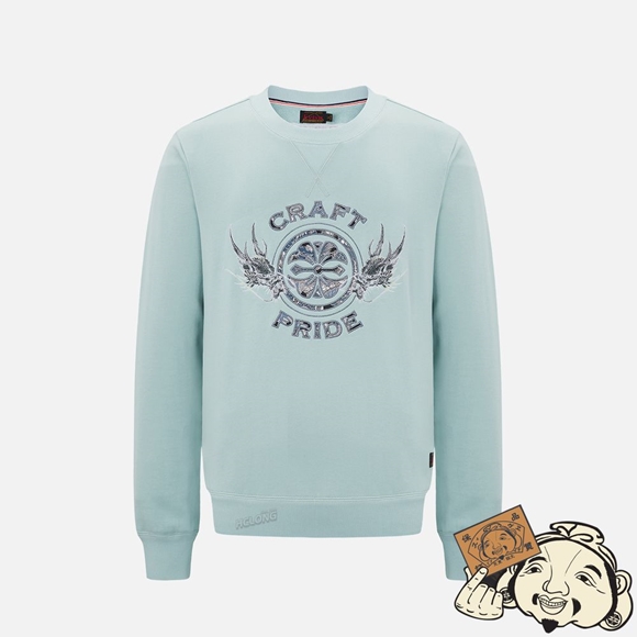 Men Evisu BROCADE KAMON APPLIQUÉ AND DRAGON EMBROIDERED SWEATSHIRT Vert Clair | 134EXNKFV