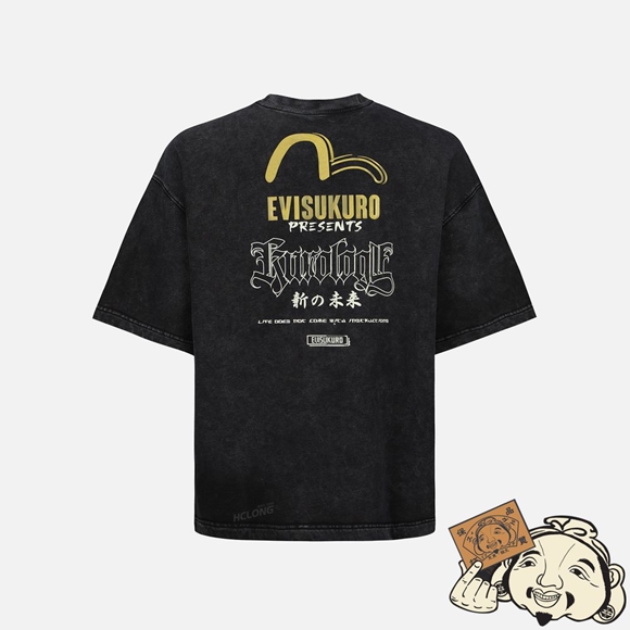 Men Evisu CALLGRAYPHY LOGO PRINT WASHED T-SHIRT Noir | 346LZFATY