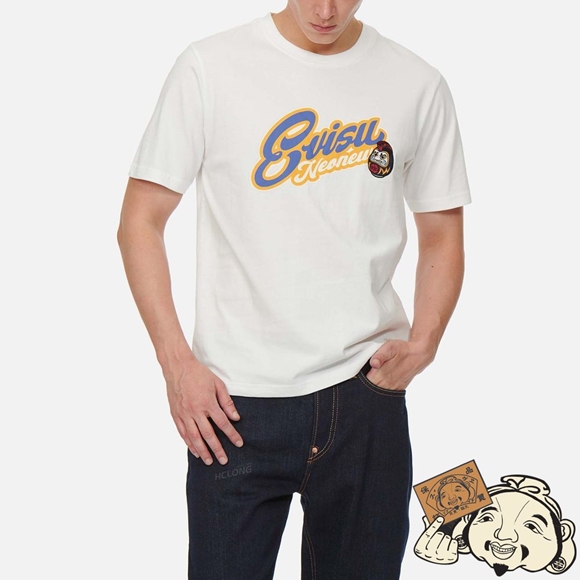 Men Evisu CALLIGRAPHY LOGO AND DARUMA PRINT T-SHIRT Blanche | 379RGCUEL