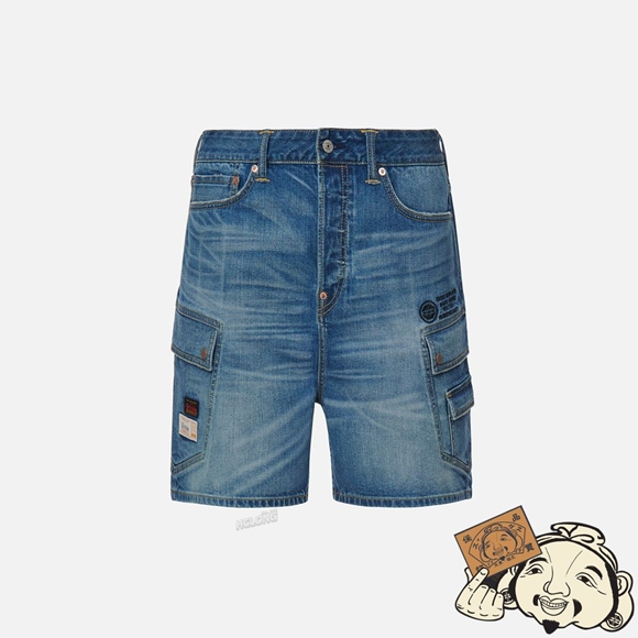 Men Evisu CARGO POCKET DENIM SHORTS Indigo | 418NDWAMI