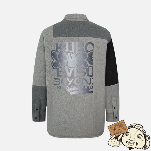 Men Evisu COLORBLOCK FLEECE SHIRT JACKET Grise | 795UTZEOA
