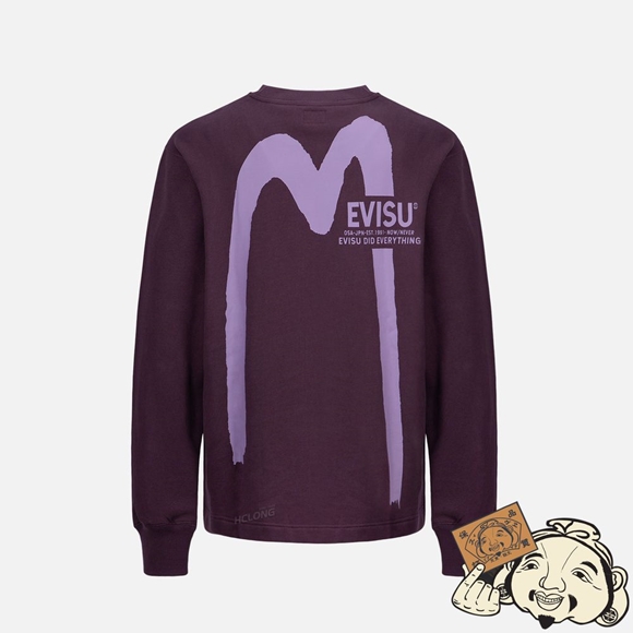 Men Evisu DAICOCK AND LOGO PRINT SWEATSHIRT Violette | 078GFSPCL