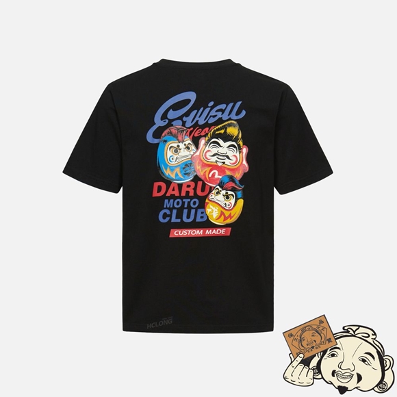 Men Evisu DARUMA BROTHERS AND SEAGULL PRINT T-SHIRT Noir | 082HGERCY
