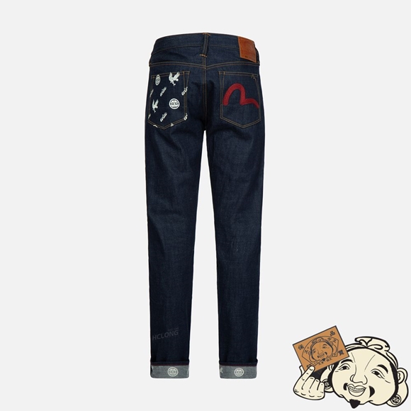 Men Evisu EAGLE AND KAMON-PATTERN POCKET CARROT-FIT JEANS #2017 Indigo | 576DYTAVE