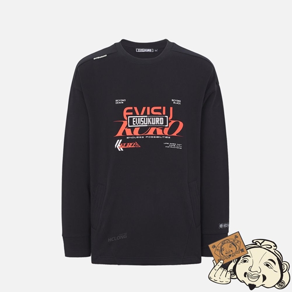 Men Evisu ECLIPSE SEAGULL PRINT OVERSIZE SWEATSHIRT Noir | 529EAJPHX