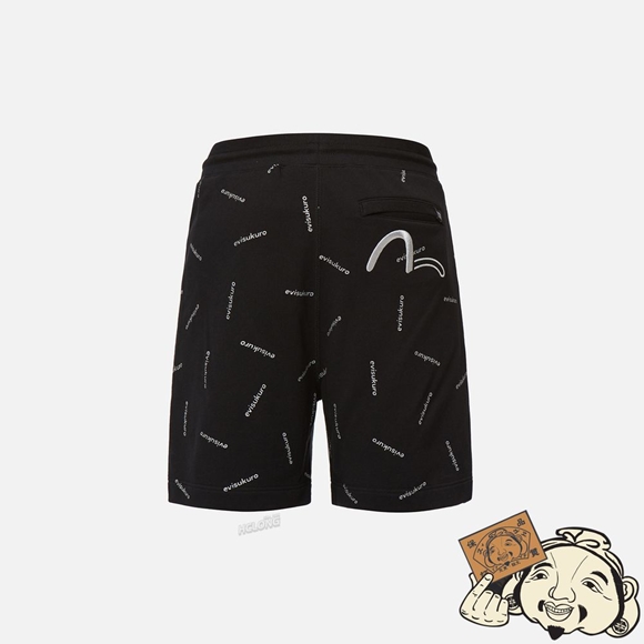 Men Evisu GLITTER MONOGRAM PRINT SWEAT SHORTS Noir | 897ITXFVG