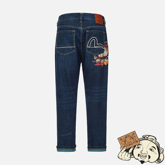 Men Evisu GODHEAD AND DARUMA STRAIGHT LEG JEANS Indigo | 091PDAVSU