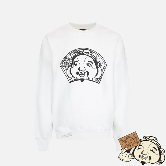 Men Evisu GODHEAD PRINT SWEATSHIRT Blanche | 129SRQKGA