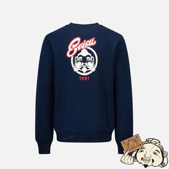 Men Evisu GODHEAD PRINT SWEATSHIRT Bleu Marine | 839JGQMXI