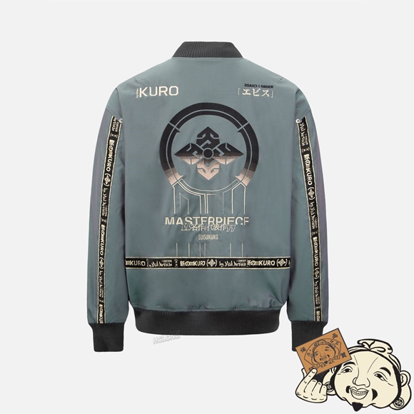Men Evisu GRADIENT KAMON EMBROIDERY BOMBER JACKET CHARCOAL | 356BVTLKA