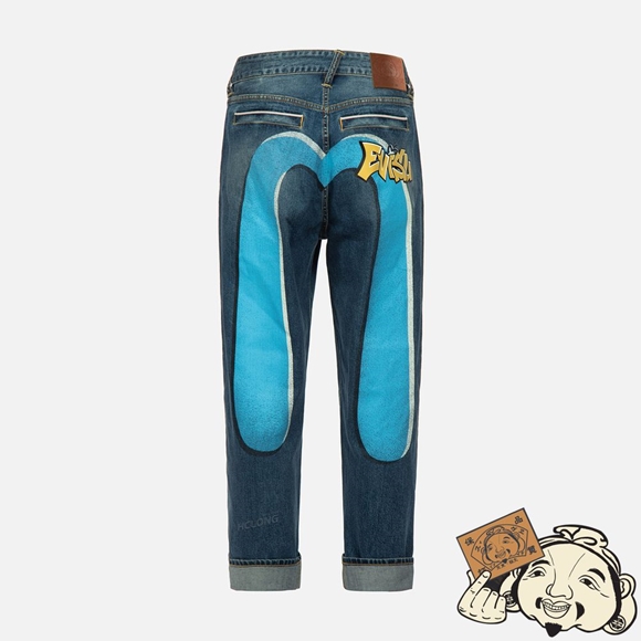Men Evisu GRAFFITI DAICOCK PRINT DENIM JEANS Indigo | 802ZBTHKG