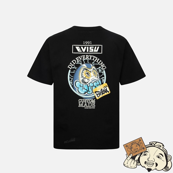 Men Evisu GRAFFITI DARUMA STICKER PRINT T-SHIRT Noir | 520JAGCIY