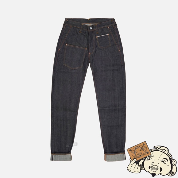 Men Evisu HANDPRINTED SEAGULL SLIM FIT RAW DENIM SELVEDGE JEANS Indigo | 145INYAKM