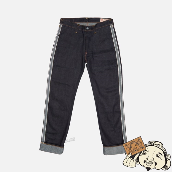 Men Evisu HANDPRINTED SEAGULL STRAIGHT FIT REVERSED RAW DENIM SELVEDGE JEANS Indigo | 723ZURQWH
