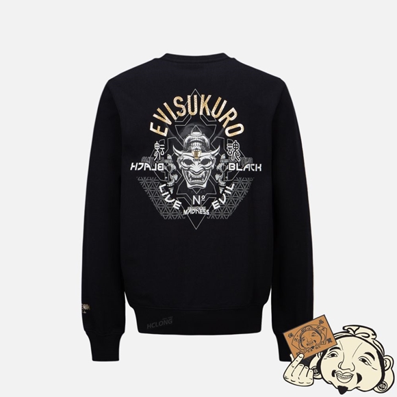Men Evisu HANNYA AND SASHIKO PRINT SWEATSHIRT Noir | 456BAZKGW