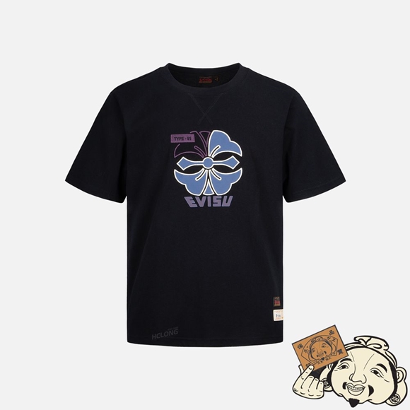 Men Evisu KAMON OUTLINE EMBROIDERED T-SHIRT Noir | 654MCOBKF