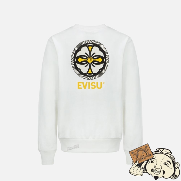Men Evisu KAMON PRINT SWEATSHIRT Blanche | 785GUBAFP