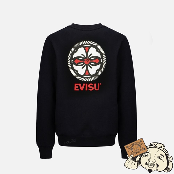 Men Evisu KAMON PRINT SWEATSHIRT Noir | 532ZXSKDW