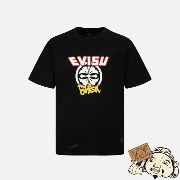 Men Evisu KAMON PRINT T-SHIRT Noir | 620QHBAFC