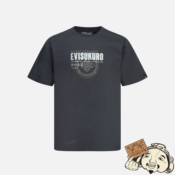 Men Evisu LOGO AND KAMON PRINT T-SHIRT CHARCOAL | 485NPCUKQ