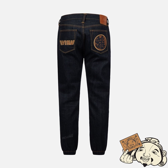 Men Evisu LOGO AND KANJI APPLIQUÉ DENIM JOGGER PANTS Indigo | 928AOBWZM