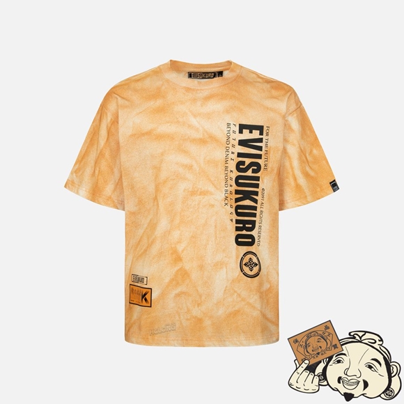 Men Evisu LOGO AND SEAGULL PRINT TWO-TONE T-SHIRT Orange | 472ESLWXN