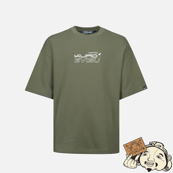 Men Evisu LOGO AND SLOGAN PRINT SHORT-SLEEVE SWEATSHIRT Vert | 928QZVRSO