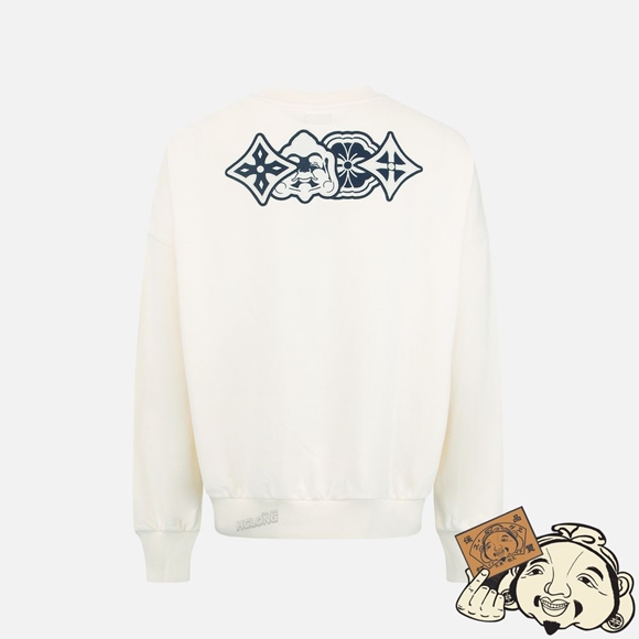 Men Evisu LOGO APPLIQUÉ SWEATSHIRT Beige | 104YTQJNU