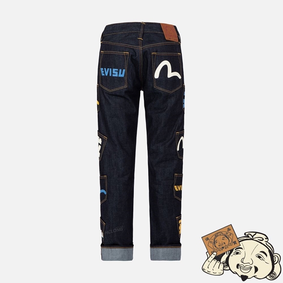 Men Evisu LOGO-PRINT MULTI-POCKETS REGULAR-FIT DENIM JEANS #2010 Indigo | 376HYZWUV