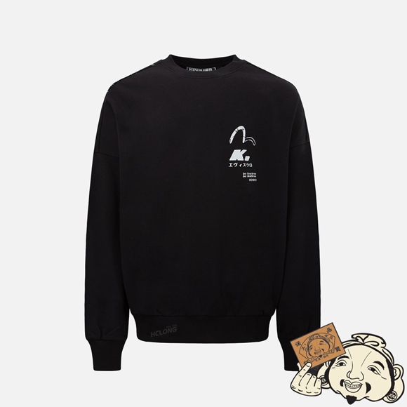 Men Evisu LOGO TAPE OVERSIZED SWEATSHIRT Noir | 194HEOSLY