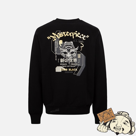 Men Evisu MELTING HANNYA SKULL EMBROIDERED SWEATSHIRT Noir | 129NRYHKB