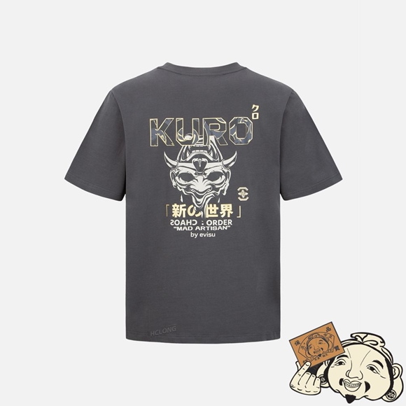 Men Evisu MELTING HANNYA SKULL PRINT T-SHIRT CHARCOAL | 925ZSATPH
