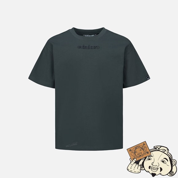 Men Evisu MOCK-NECK LOGO T-SHIRT CHARCOAL | 025WNUMZF