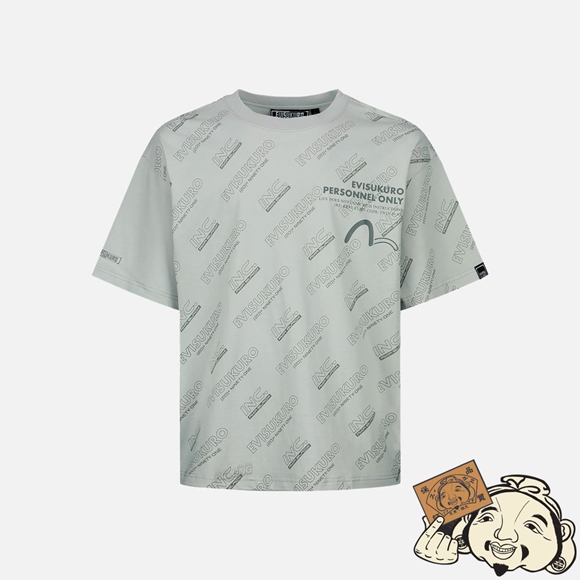 Men Evisu MONOGRAM LOGO PRINT T-SHIRT Grise | 963CKZOVQ